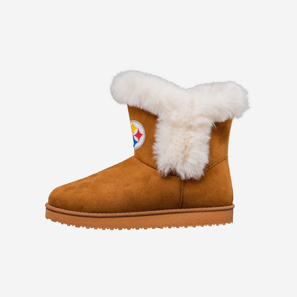 Pittsburgh Steelers Womens White Fur Boot FOCO 6 - FOCO.com