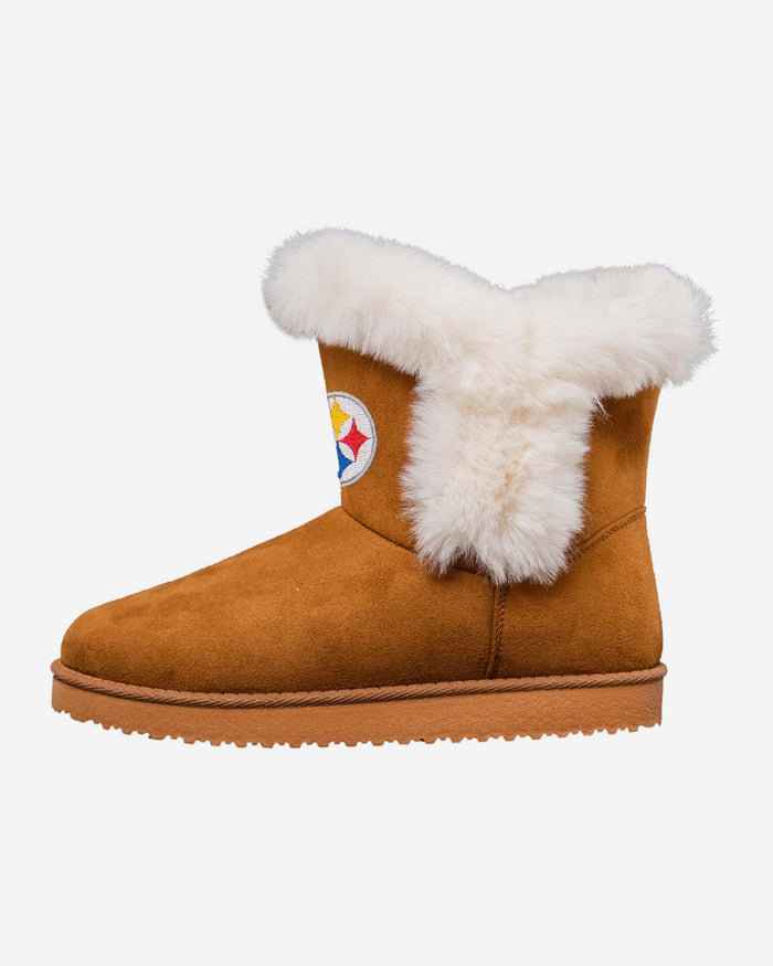 Pittsburgh Steelers Womens White Fur Boot FOCO 6 - FOCO.com