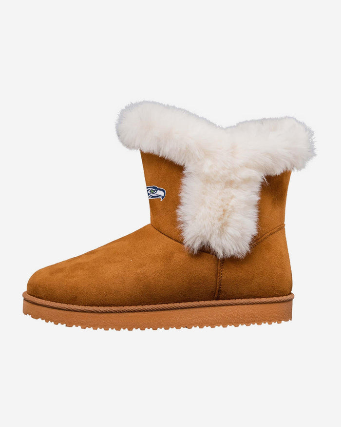 Seattle Seahawks Womens White Fur Boot FOCO 6 - FOCO.com