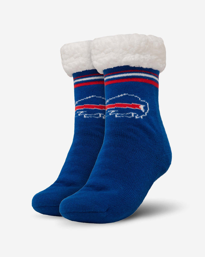 Buffalo Bills Womens Stripe Logo Tall Footy Slipper Socks FOCO - FOCO.com