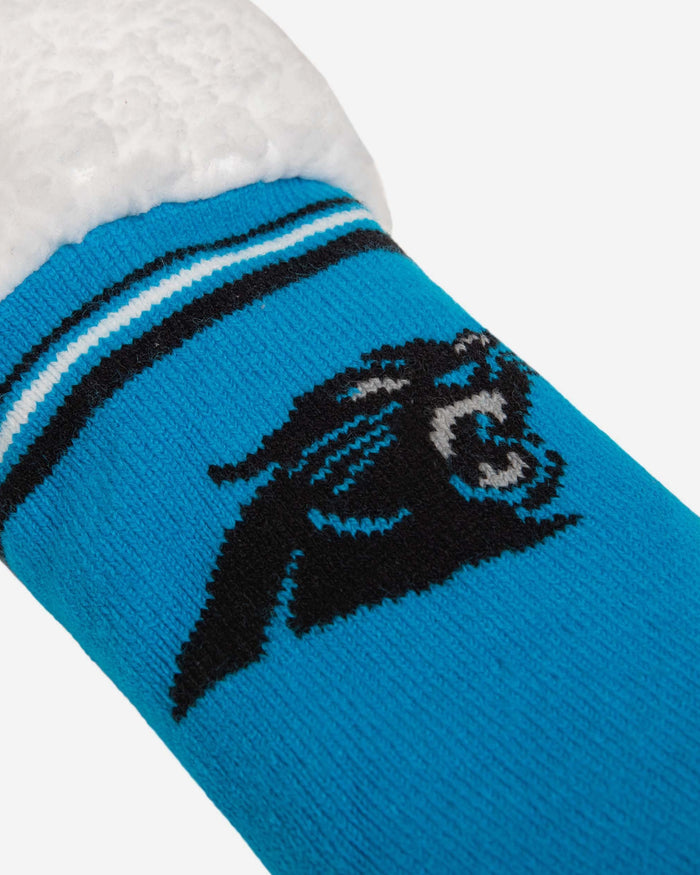 Carolina Panthers Womens Stripe Logo Tall Footy Slipper Socks FOCO - FOCO.com