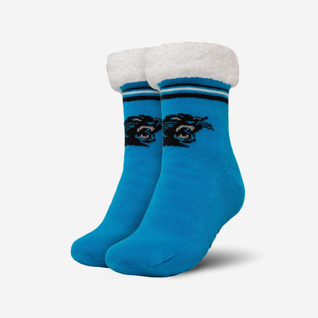 Carolina Panthers Womens Stripe Logo Tall Footy Slipper Socks FOCO - FOCO.com