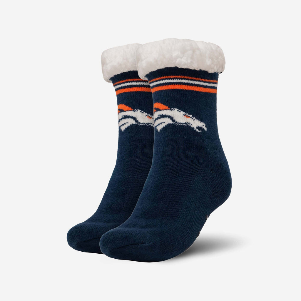 Denver Broncos Womens Stripe Logo Tall Footy Slipper Socks FOCO - FOCO.com