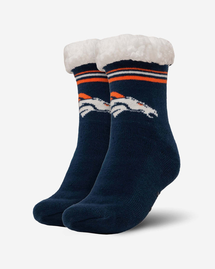 Denver Broncos Womens Stripe Logo Tall Footy Slipper Socks FOCO - FOCO.com