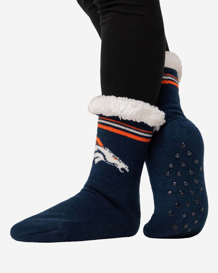 Denver Broncos Womens Stripe Logo Tall Footy Slipper Socks FOCO - FOCO.com