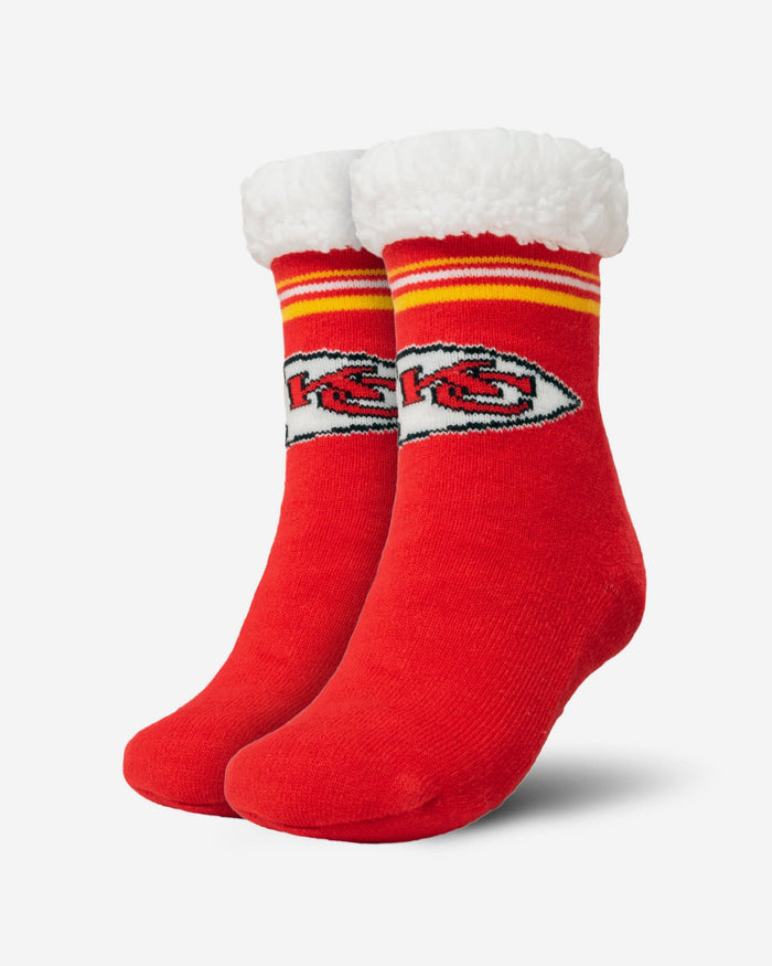 Kansas City Chiefs Womens Stripe Logo Tall Footy Slipper Socks FOCO - FOCO.com