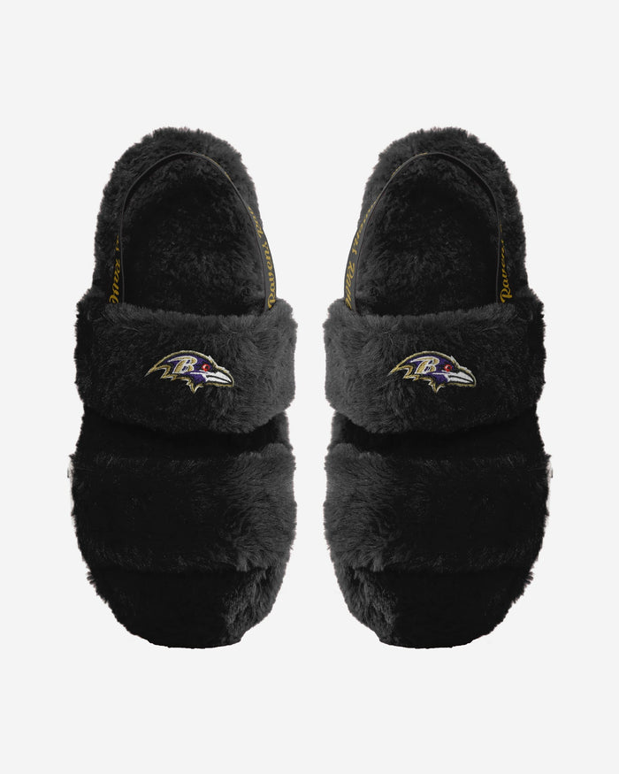 Baltimore Ravens Womens Heel Strap Wordmark Fur Slide FOCO S - FOCO.com