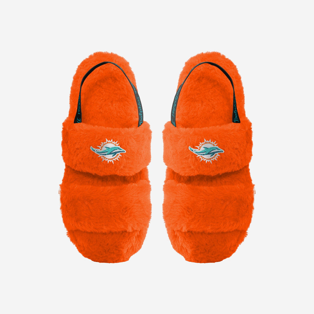 Miami Dolphins Womens Heel Strap Wordmark Fur Slide FOCO S - FOCO.com