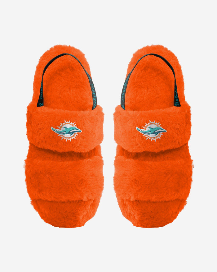 Miami Dolphins Womens Heel Strap Wordmark Fur Slide FOCO S - FOCO.com