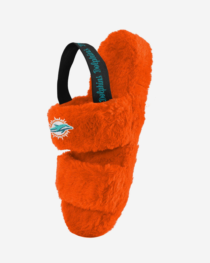 Miami Dolphins Womens Heel Strap Wordmark Fur Slide FOCO - FOCO.com