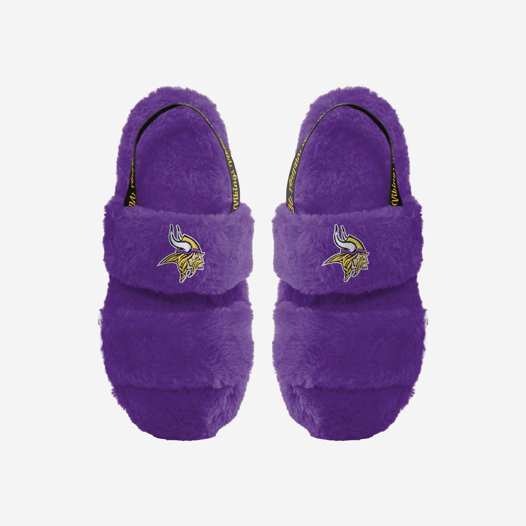 Minnesota Vikings Womens Heel Strap Wordmark Fur Slide FOCO S - FOCO.com