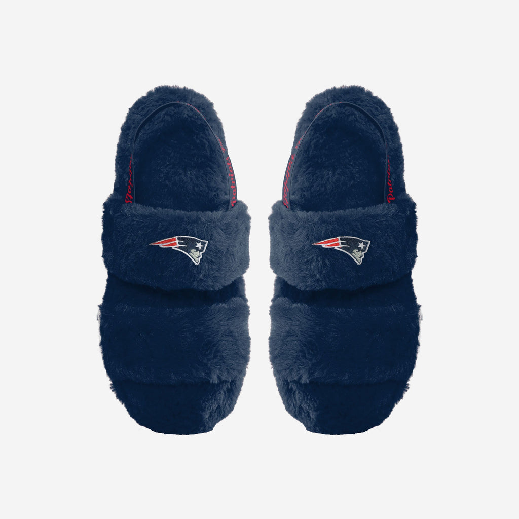 New England Patriots Womens Heel Strap Wordmark Fur Slide FOCO S - FOCO.com