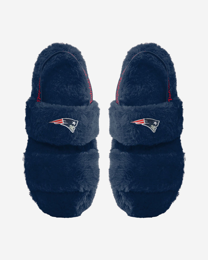 New England Patriots Womens Heel Strap Wordmark Fur Slide FOCO S - FOCO.com