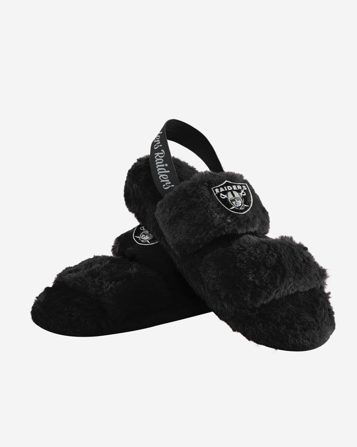 Las Vegas Raiders Womens Heel Strap Wordmark Fur Slide FOCO - FOCO.com