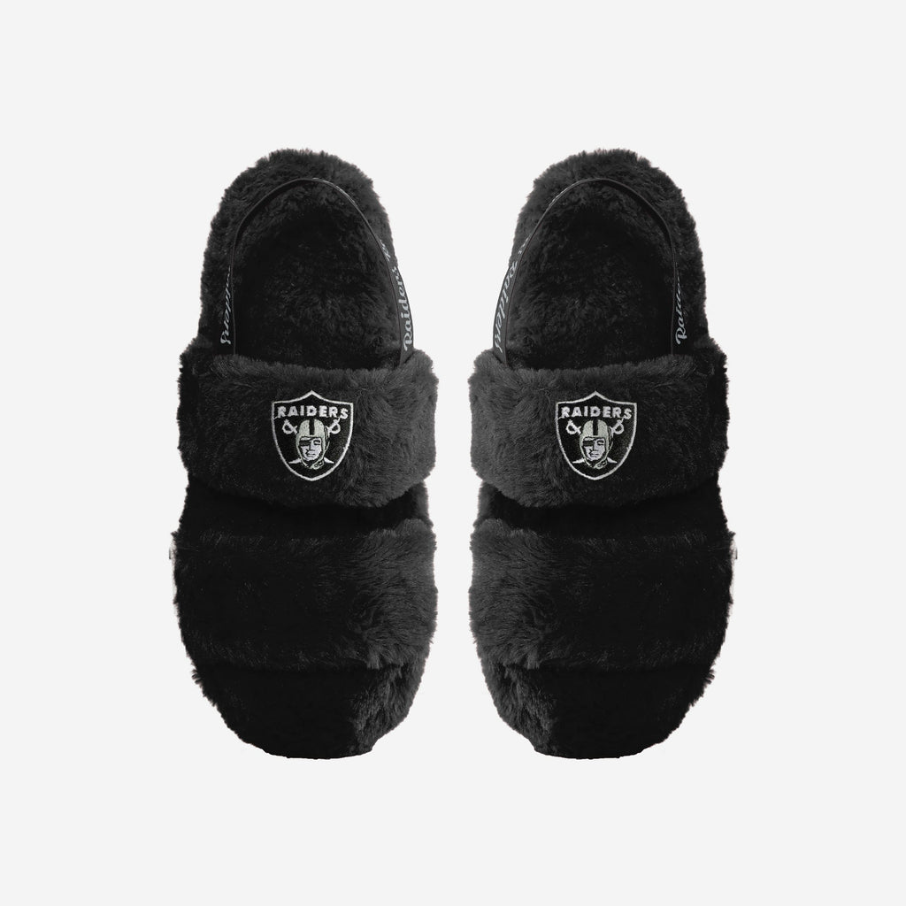 Las Vegas Raiders Womens Heel Strap Wordmark Fur Slide FOCO S - FOCO.com