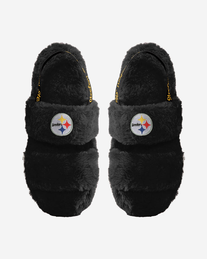 Pittsburgh Steelers Womens Heel Strap Wordmark Fur Slide FOCO S - FOCO.com