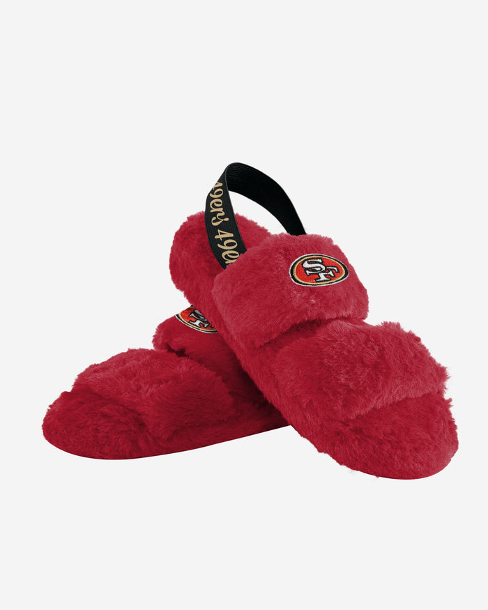 San Francisco 49ers Womens Heel Strap Wordmark Fur Slide FOCO - FOCO.com