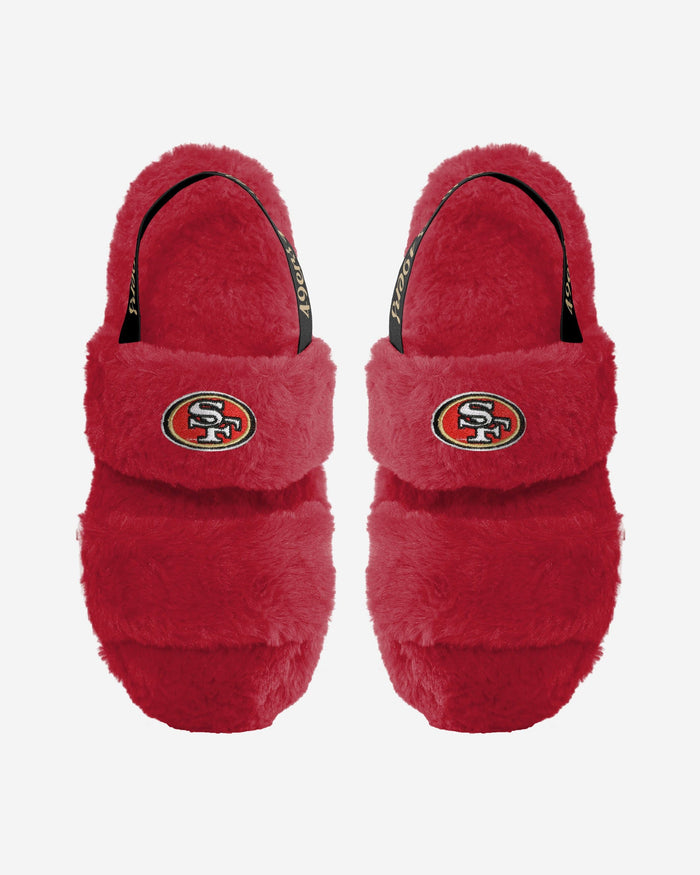 San Francisco 49ers Womens Heel Strap Wordmark Fur Slide FOCO S - FOCO.com