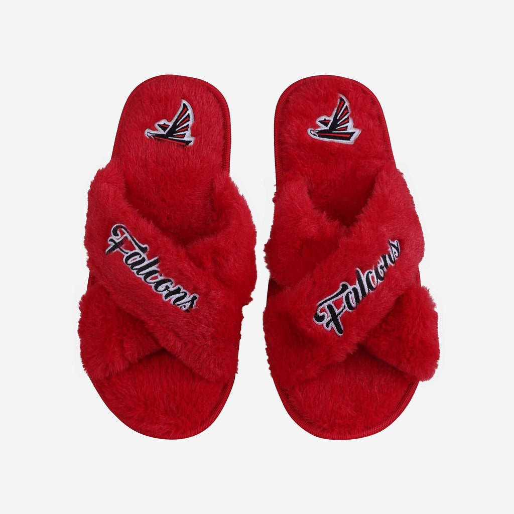 Atlanta Falcons Womens Script Wordmark Fur Cross Slide FOCO S - FOCO.com