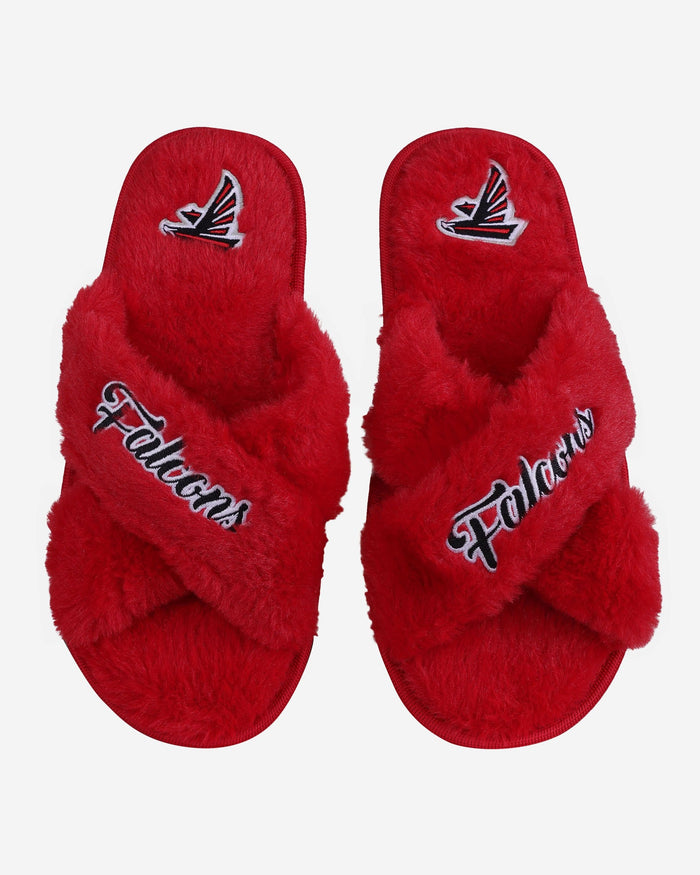 Atlanta Falcons Womens Script Wordmark Fur Cross Slide FOCO S - FOCO.com