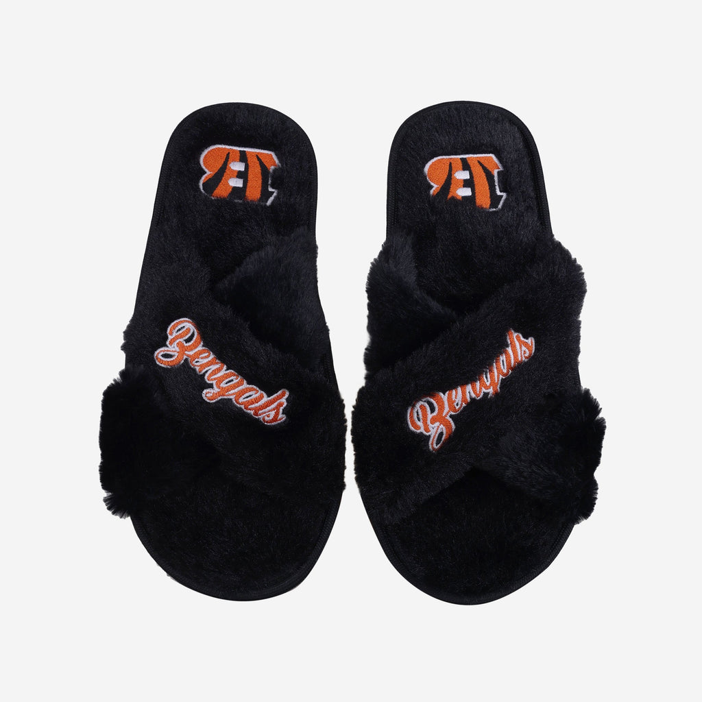 Cincinnati Bengals Womens Script Wordmark Fur Cross Slide FOCO S - FOCO.com