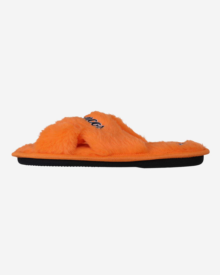 Denver Broncos Womens Script Wordmark Fur Cross Slide FOCO - FOCO.com