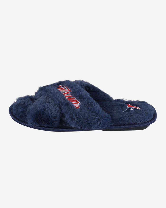 Houston Texans Womens Script Wordmark Fur Cross Slide FOCO - FOCO.com