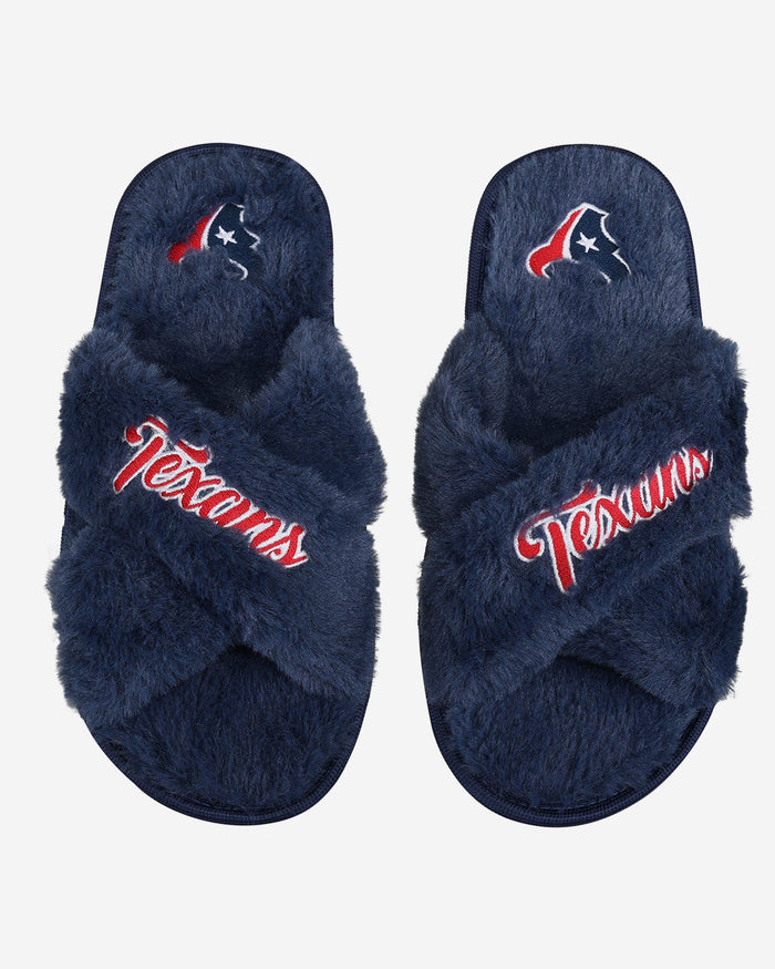 Houston Texans Womens Script Wordmark Fur Cross Slide FOCO S - FOCO.com