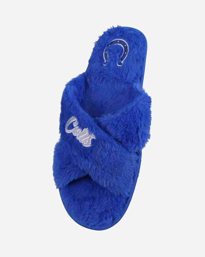 Indianapolis Colts Womens Script Wordmark Fur Cross Slide FOCO - FOCO.com