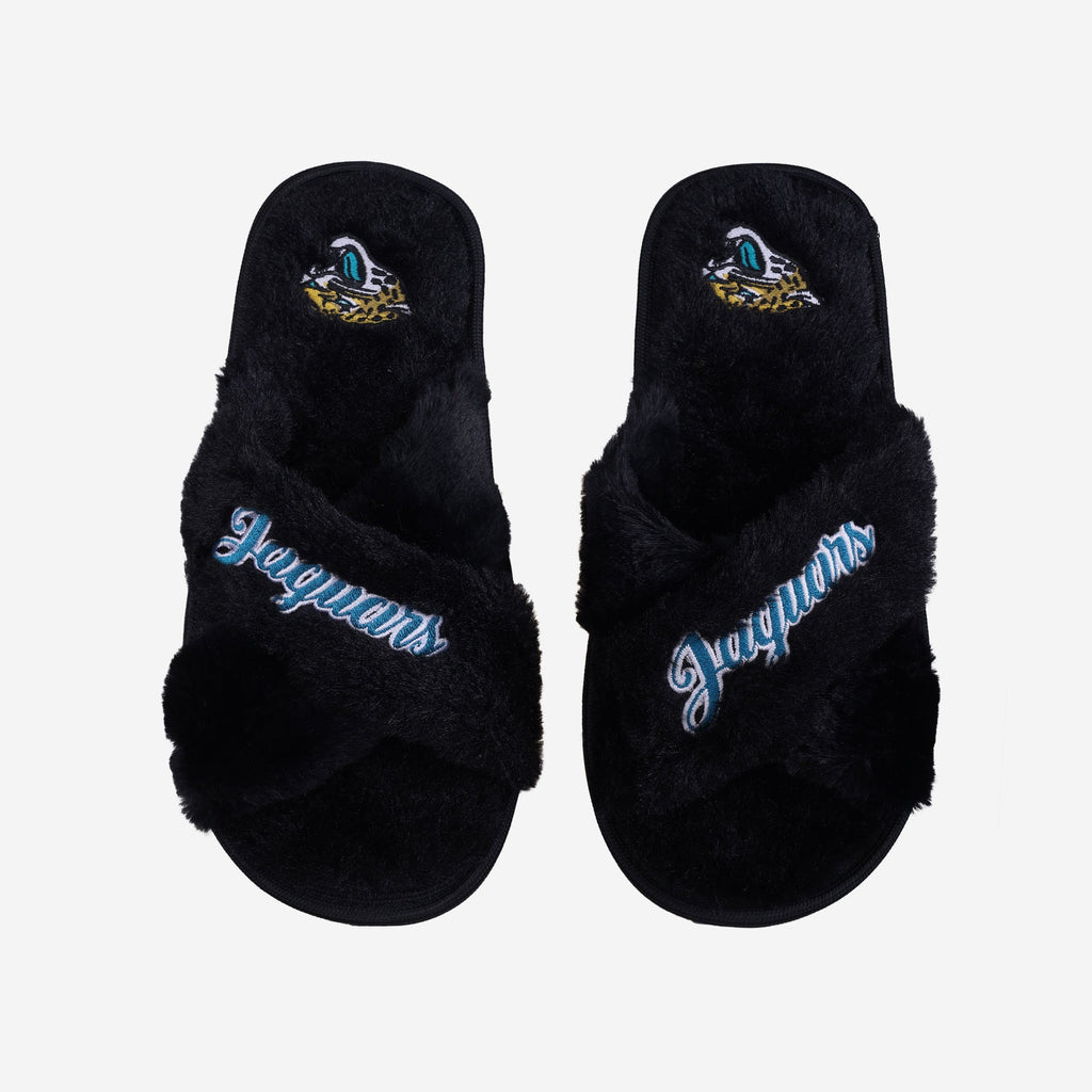 Jacksonville Jaguars Womens Script Wordmark Fur Cross Slide FOCO S - FOCO.com