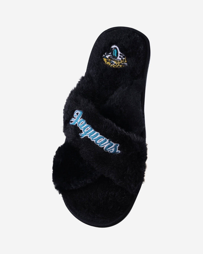 Jacksonville Jaguars Womens Script Wordmark Fur Cross Slide FOCO - FOCO.com