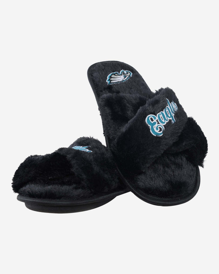 Philadelphia Eagles Womens Script Wordmark Fur Cross Slide FOCO - FOCO.com