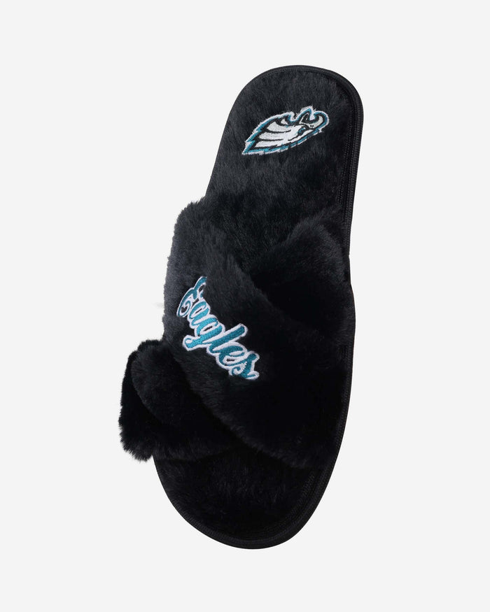 Philadelphia Eagles Womens Script Wordmark Fur Cross Slide FOCO - FOCO.com