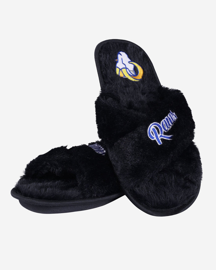 Los Angeles Rams Womens Script Wordmark Fur Cross Slide FOCO - FOCO.com