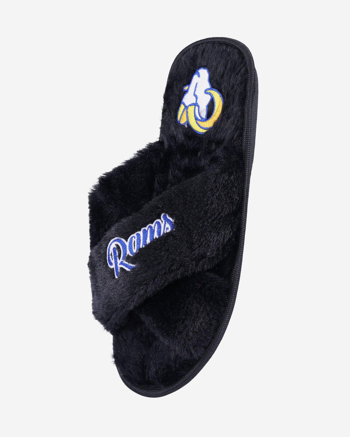 Los Angeles Rams Womens Script Wordmark Fur Cross Slide FOCO - FOCO.com