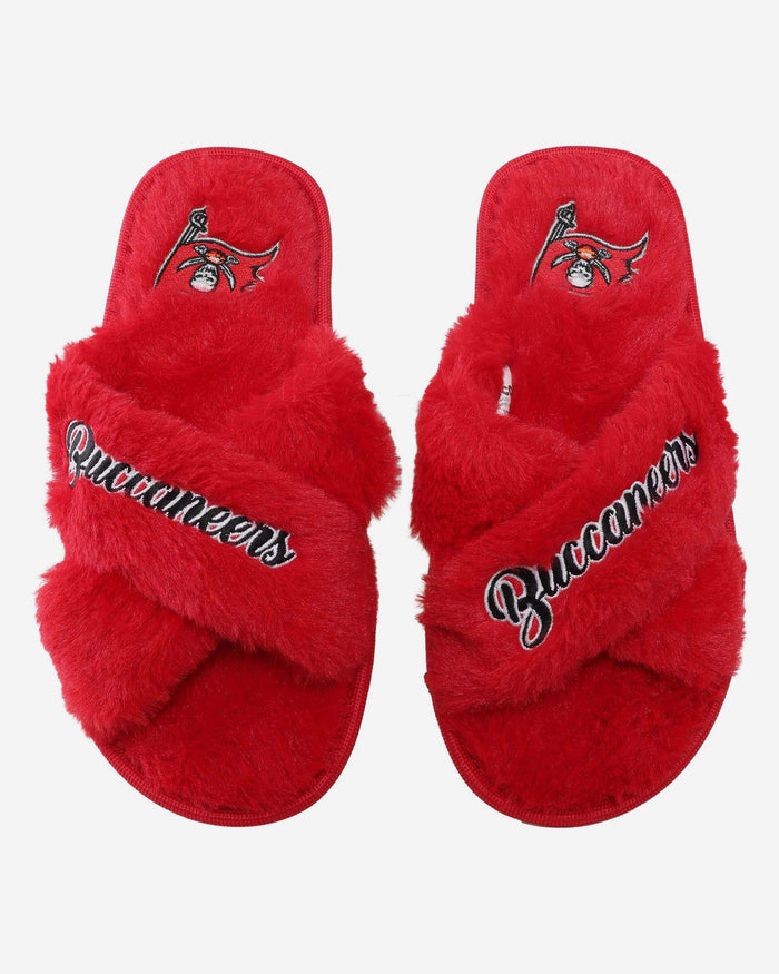 Tampa Bay Buccaneers Womens Script Wordmark Fur Cross Slide FOCO S - FOCO.com