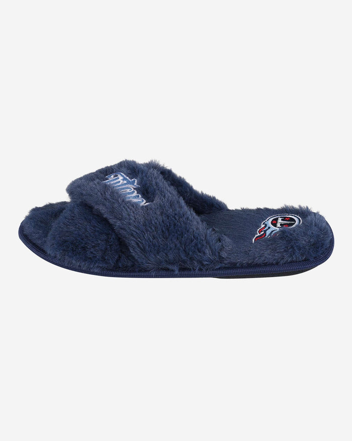 Tennessee Titans Womens Script Wordmark Fur Cross Slide FOCO - FOCO.com