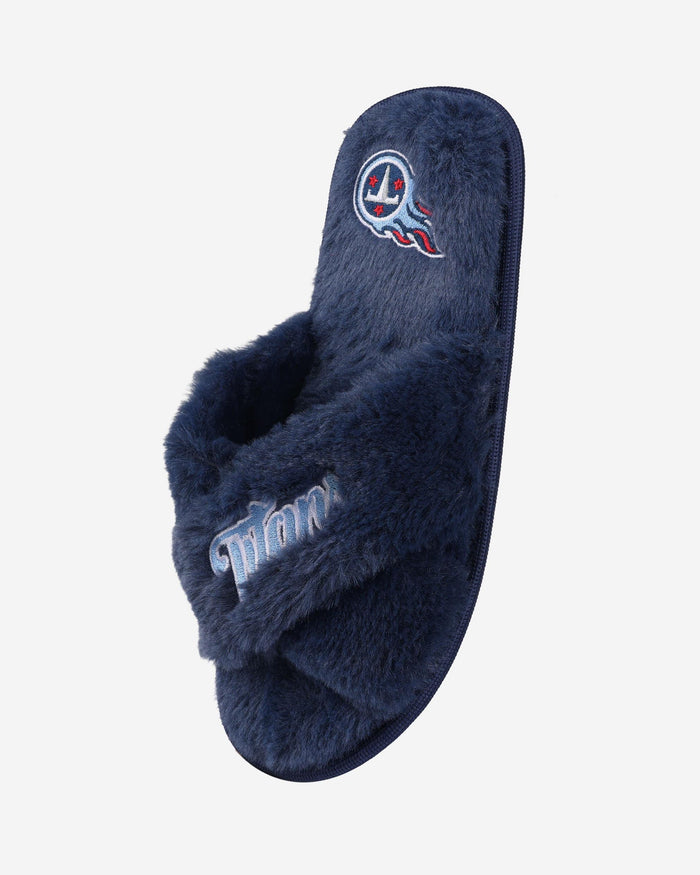 Tennessee Titans Womens Script Wordmark Fur Cross Slide FOCO - FOCO.com