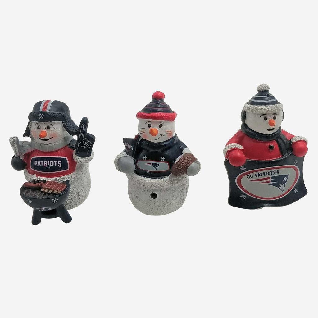 New England Patriots 3 Pack Snowman Gameday Ornament Set FOCO - FOCO.com