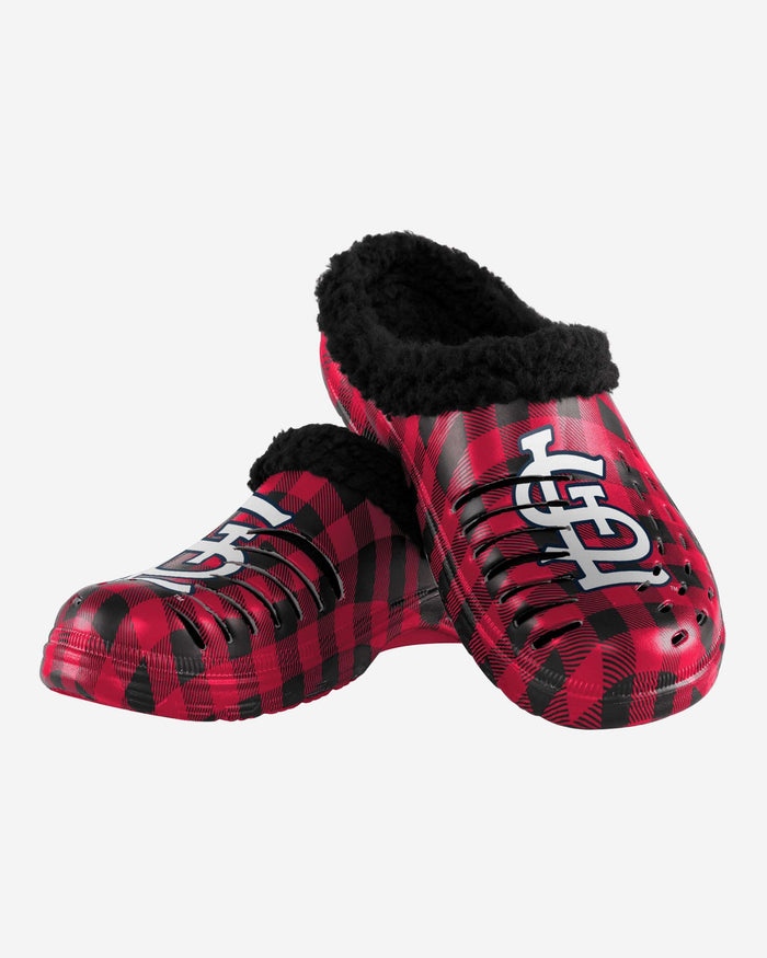 St Louis Cardinals Sherpa Lined Buffalo Check Clog FOCO - FOCO.com