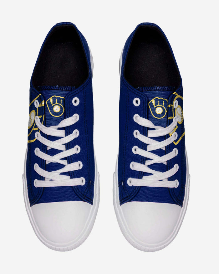 Milwaukee Brewers Mens Low Top Big Logo Canvas Shoe FOCO - FOCO.com