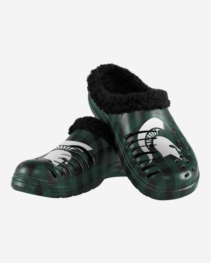 Michigan State Spartans Sherpa Lined Buffalo Check Clog FOCO - FOCO.com