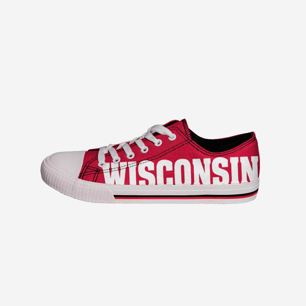 Wisconsin Badgers Mens Low Top Big Logo Canvas Shoe FOCO - FOCO.com