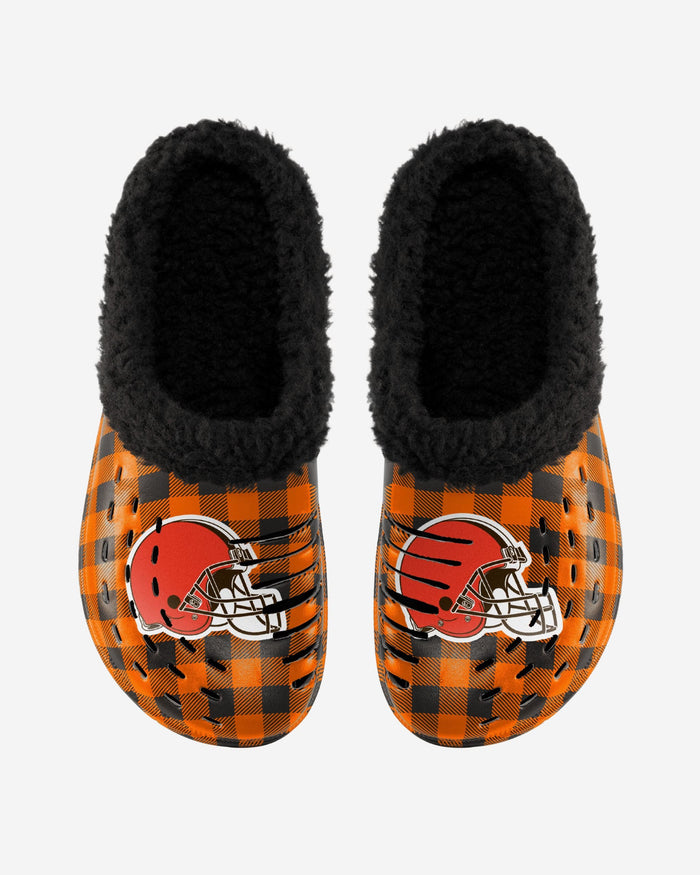 Cleveland Browns Sherpa Lined Buffalo Check Clog FOCO - FOCO.com