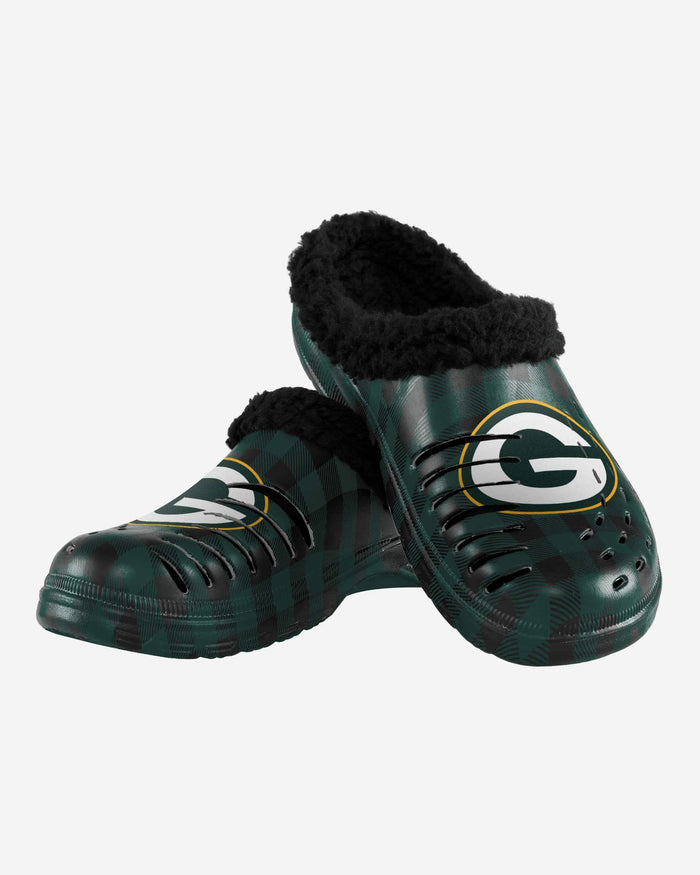 Green Bay Packers Sherpa Lined Buffalo Check Clog FOCO - FOCO.com