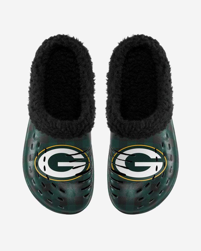 Green Bay Packers Sherpa Lined Buffalo Check Clog FOCO - FOCO.com