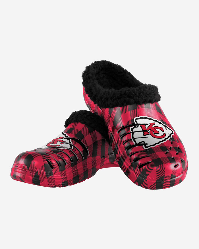 Kansas City Chiefs Sherpa Lined Buffalo Check Clog FOCO - FOCO.com