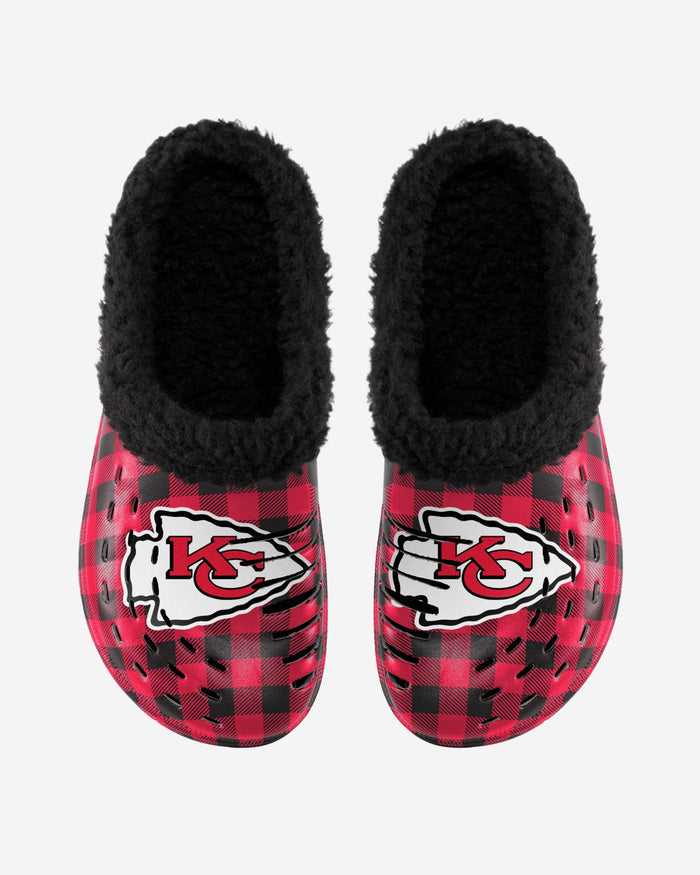 Kansas City Chiefs Sherpa Lined Buffalo Check Clog FOCO - FOCO.com