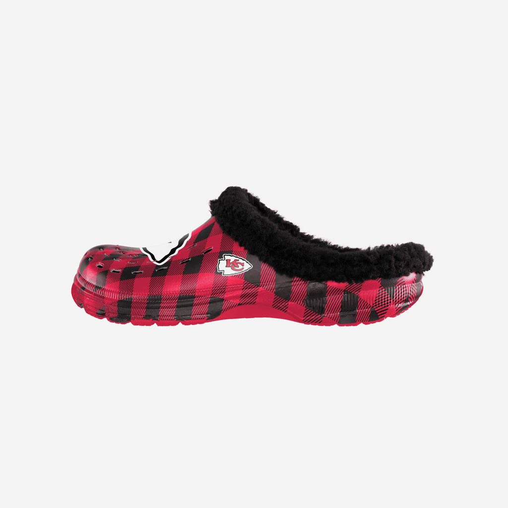 Kansas City Chiefs Sherpa Lined Buffalo Check Clog FOCO S - FOCO.com