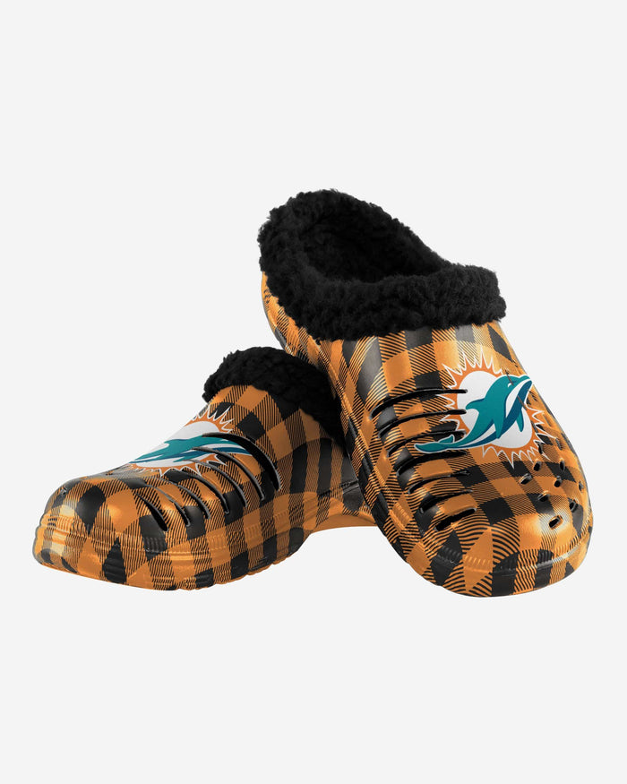 Miami Dolphins Sherpa Lined Buffalo Check Clog FOCO - FOCO.com